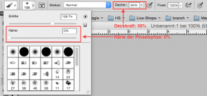 Photoshop Video Tutorial Screenshot: Einstellen der Pinselspitze